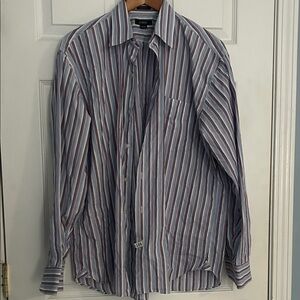 J. Crew Men's Striped Button Down Shirt - Blue and Red